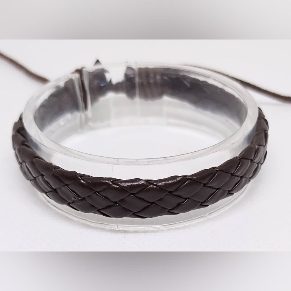 Men's leather bracelet braided black‎ new e50